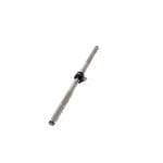 A close-up image of the Exxentric kBar, a smooth, shiny metal rod featuring a black ring at its center, isolated on a white background.