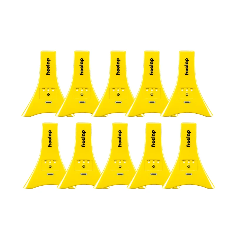 Ten Freelap Tx Junior Pro transmitters.