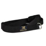 Black Exxentric Rotational Sling exercise belt with a metal ring and Exxentric in gold on the label.