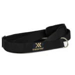 Black Exxentric Rotational Sling exercise belt with a metal ring and Exxentric in gold on the label.