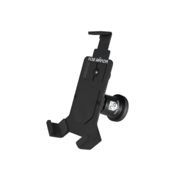 The Mob Mount Switch Magnetic Large Black is a versatile smartphone holder for vehicles. It features an adjustable design, a black finish, and a secure clip on both ends to hold the phone, along with a suction cup base for easy mounting.