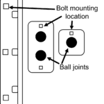 Diagram of the Dashr Biostation: a vertical strip with four square sockets. To the right, two removable plates have arrows and contain two circular and two square connection points for attaching to the strip.