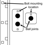 Diagram of the Dashr Biostation: a vertical strip with four square sockets. To the right, two removable plates have arrows and contain two circular and two square connection points for attaching to the strip.