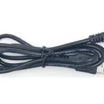 A Dashr Display USB cable featuring a coiled black design with a right-angle DC connector on one end and a standard USB A plug on the other.