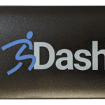 A Dashr Display device in black features a small screen showing 94%. The logo includes the name Dashr and a blue stylized running figure.