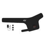 The Hyperice Venom 2 Left Shoulder is a black wearable massage device for the shoulder, featuring a branded logo. It includes a charger, adapter, and connectors, and is displayed on a white background.