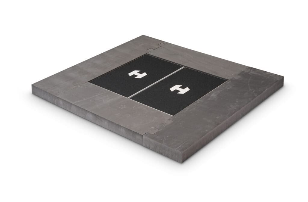 Hawkin Dynamics force plates with foam surround.