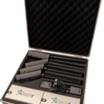 The Dashr Silver 4-Gate System includes a foam-padded briefcase with the Dashr logo, containing neatly organized handheld devices, cables, and smaller electronic components.