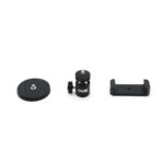Three black OVR Magnetic Phone Mount accessories are aligned on a white background: a round base with a screw, an adjustable ball head labeled OVR, and a rectangular phone clamp holder.