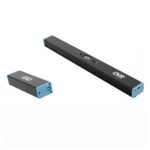Two black rectangular electronic devices with blue ends, labeled OVR Performance Velocity VBT; the longer one features a small display and buttons on top.