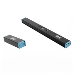 Two black rectangular electronic devices with blue ends, labeled OVR Performance Velocity VBT; the longer one features a small display and buttons on top.