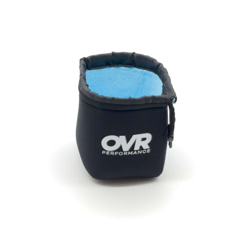 The OVR Velocity Case is a black fabric pouch with a light blue interior and OVR PERFORMANCE printed in white on the front, shown against a white background.