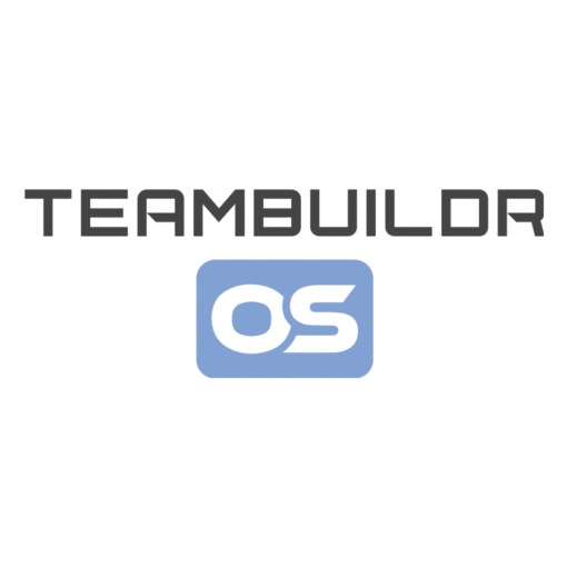Black text reads TeamBuildr above a blue rectangle with white letters OS, representing the TeamBuildr OS logo on a white background.
