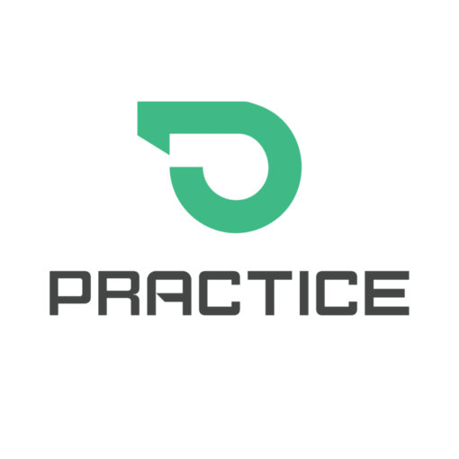 A green stylized letter P above the words TeamBuildr Practice in bold, modern black uppercase letters on a white background.