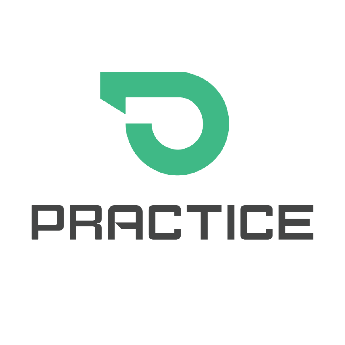 A green stylized letter P logo appears above the words TEAMBUILDR PRACTICE in bold, black, uppercase letters on a white background.