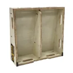 The Skyhook Modular Plyo Box features two diagonal dividers, four hand holes, black bottom corner protectors, and a yellow and black Smjook logo on the left side.
