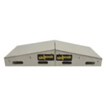 Two beige Skyhook Modular Plyo Boxes sit side by side, each featuring "skyhook" in yellow on a black background. The boxes have side handles cut out for easy carrying.