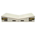 Two Skyhook Modular Plyo Boxes, each wooden and wedge-shaped with handle cutouts and yellow Skyhook logos, are positioned side by side with their angled surfaces meeting at the center.