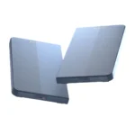 Two rectangular, slim, dark gray KINVENT K-Force Plates with orange accents and small text on top are angled on a white background. One plate displays a switch; the other shows a USB port.