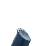 A close-up of the KINVENT K-Grip, a dark blue electronic device featuring a circular sensor and small LED indicator on its surface, set against a white background.