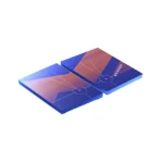Two slim, rectangular KINVENT K-Deltas in blue and orange with geometric line patterns are placed side by side on a white background; one displays the word VIMIENT.