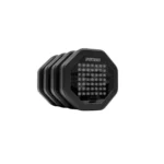 A staggered row of four black, octagonal Sportreact Core Kit | X4 devices with front LED grids sits on a white background.