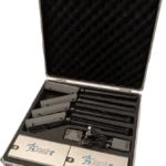 The Dashr Silver 4-Gate System includes a foam-padded briefcase with the Dashr logo, containing neatly organized handheld devices, cables, and smaller electronic components.