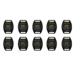 Ten identical Freelap FxChip BLE devices from the 10 Pack are arranged in two rows of five against a white background, each displaying the Freelap logo and model number in yellow and white text.