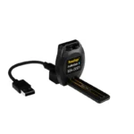 A Freelap FxMotion Chip in black with an attached USB cable is displayed against a white background.