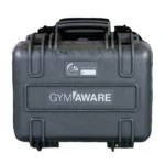 A rugged black carrying case labeled GYMAWARE 2 Unit Kit with logo and website details on top, featuring a sturdy handle and reinforced edges for equipment protection.