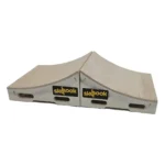 Two Skyhook Modular Plyo Box Curved units placed side by side, each featuring the skyhook logo on the front. The boxes have smooth, curved surfaces and cutout handles on the sides for easy carrying.